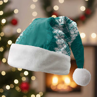 Hawaii Aloha Plumeria Lei Teal Palaka Christmas Santa Hat LT7 Without Fur Teal - Polynesian Pride