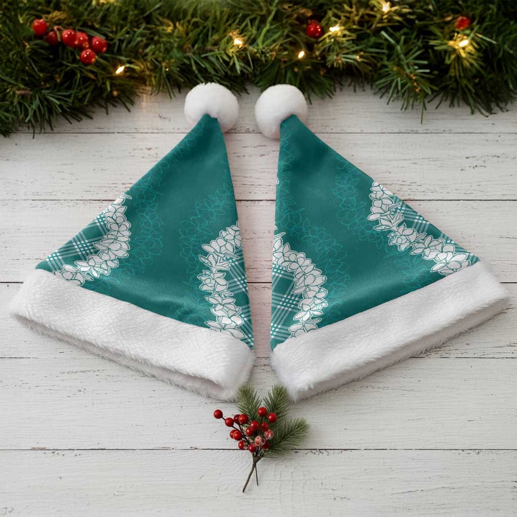 Hawaii Aloha Plumeria Lei Teal Palaka Christmas Santa Hat LT7 - Polynesian Pride