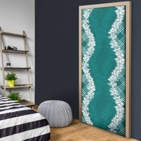 Hawaii Aloha Plumeria Lei Teal Palaka Door Cover LT7 - Polynesian Pride
