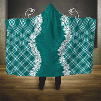 Hawaii Aloha Plumeria Lei Teal Palaka Hooded Blanket LT7 - Polynesian Pride