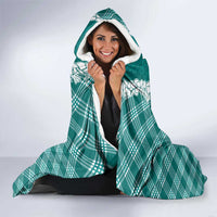 Hawaii Aloha Plumeria Lei Teal Palaka Hooded Blanket LT7 - Polynesian Pride