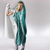 Hawaii Aloha Plumeria Lei Teal Palaka Hooded Blanket LT7 - Polynesian Pride