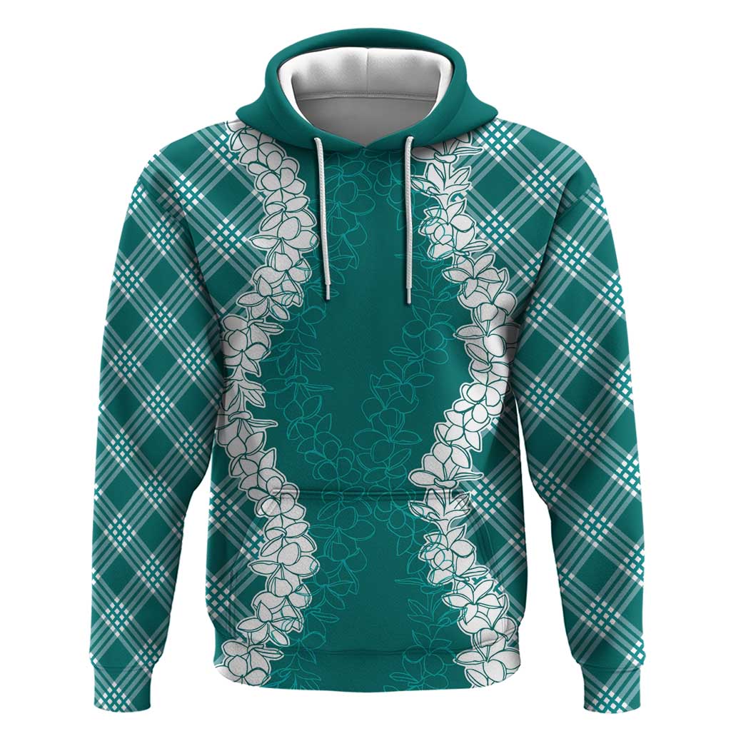 Hawaii Aloha Plumeria Lei Teal Palaka Hoodie LT7 Pullover Hoodie Teal - Polynesian Pride