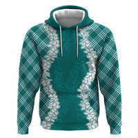 Hawaii Aloha Plumeria Lei Teal Palaka Hoodie LT7 Pullover Hoodie Teal - Polynesian Pride