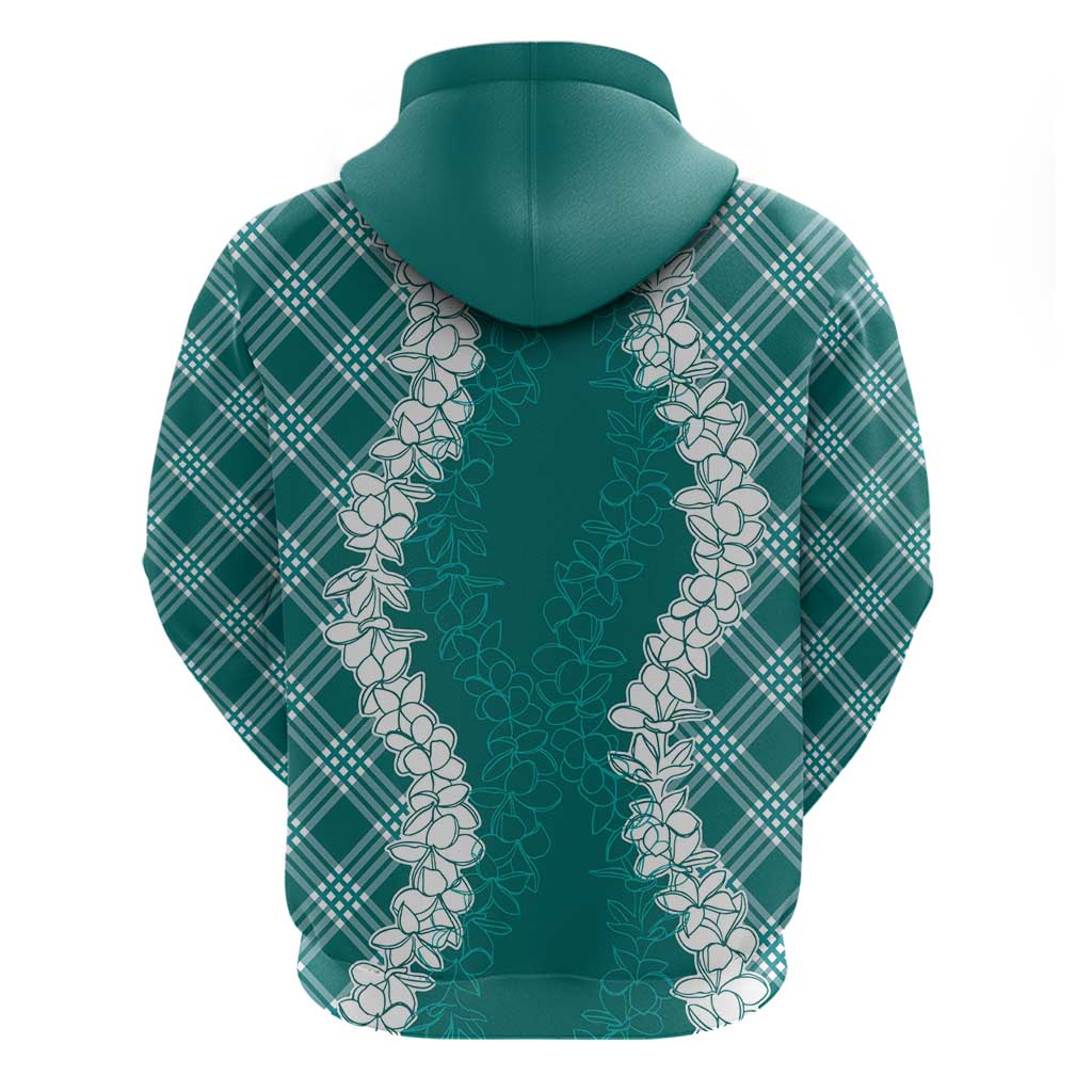 Hawaii Aloha Plumeria Lei Teal Palaka Hoodie LT7 - Polynesian Pride