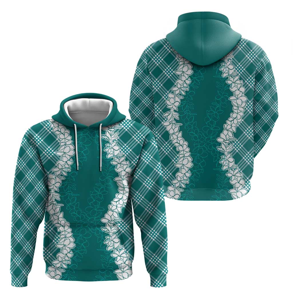 Hawaii Aloha Plumeria Lei Teal Palaka Hoodie LT7 - Polynesian Pride
