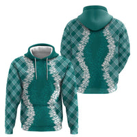 Hawaii Aloha Plumeria Lei Teal Palaka Hoodie LT7 - Polynesian Pride