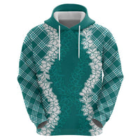 Hawaii Aloha Plumeria Lei Teal Palaka Hoodie LT7 - Polynesian Pride