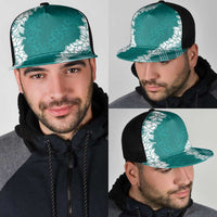 Hawaii Aloha Plumeria Lei Teal Palaka Mesh Trucker Cap LT7 - Polynesian Pride