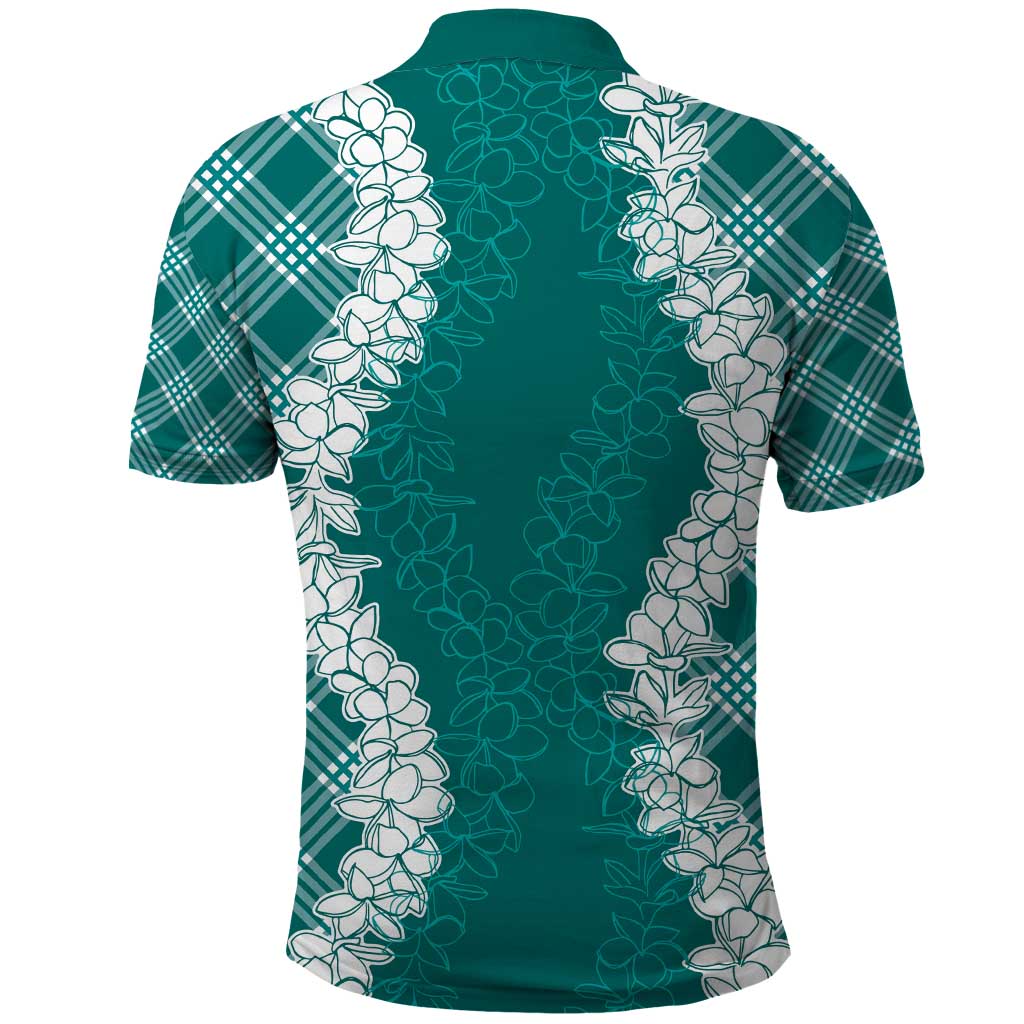 Hawaii Aloha Plumeria Lei Teal Palaka Polo Shirt LT7 - Polynesian Pride