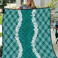 Hawaii Aloha Plumeria Lei Teal Palaka Quilt LT7 Teal - Polynesian Pride