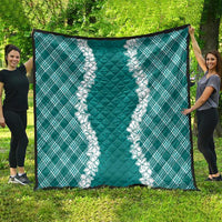 Hawaii Aloha Plumeria Lei Teal Palaka Quilt LT7 - Polynesian Pride