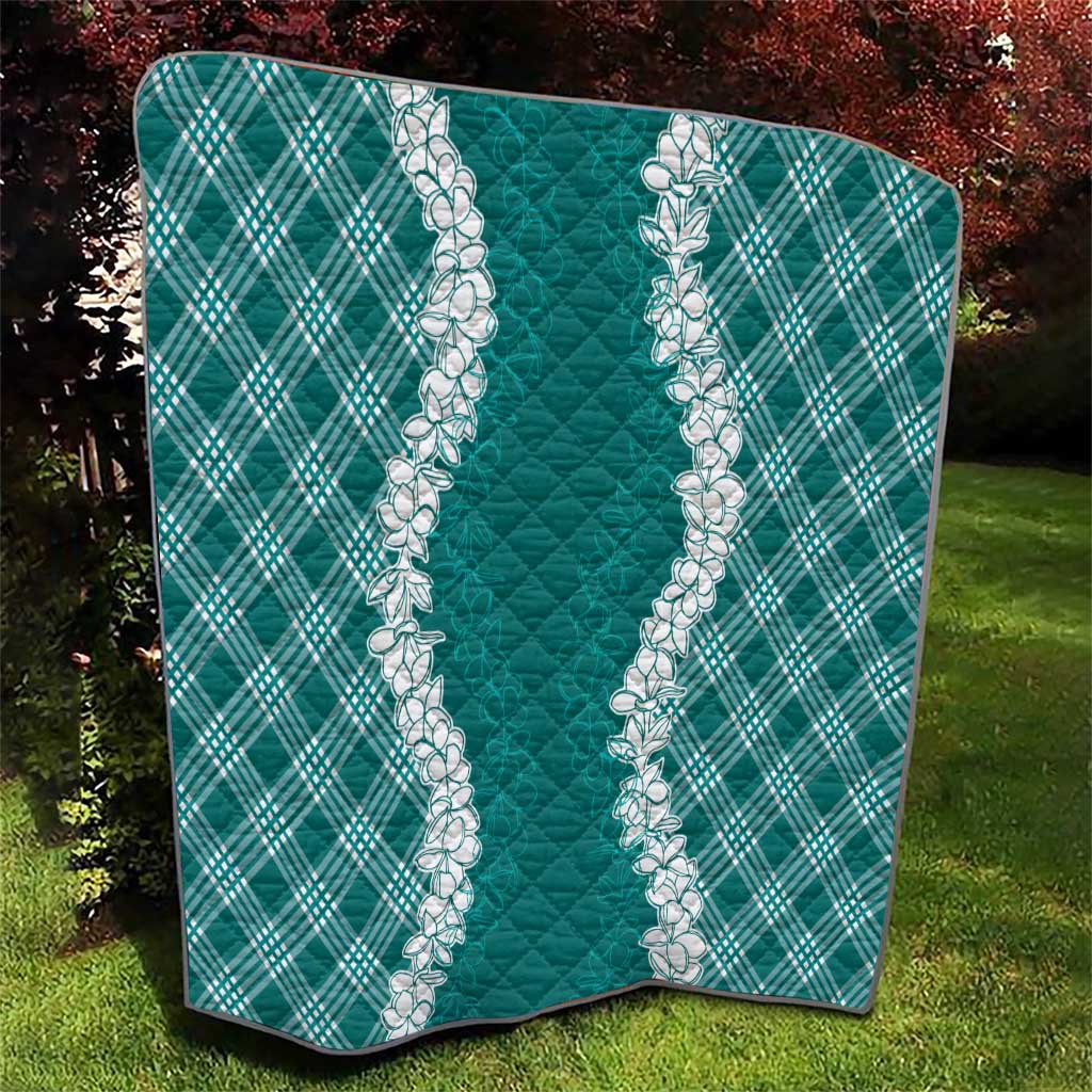 Hawaii Aloha Plumeria Lei Teal Palaka Quilt LT7 - Polynesian Pride