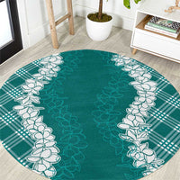 Hawaii Aloha Plumeria Lei Teal Palaka Round Carpet LT7 Teal - Polynesian Pride