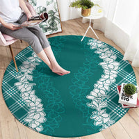 Hawaii Aloha Plumeria Lei Teal Palaka Round Carpet LT7 - Polynesian Pride