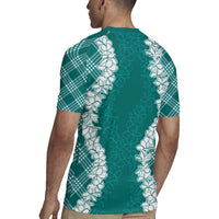 Hawaii Aloha Plumeria Lei Teal Palaka Rugby Jersey LT7 - Polynesian Pride