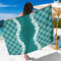 Hawaii Aloha Plumeria Lei Teal Palaka Sarong LT7 One Size 44 x 66 inches Teal - Polynesian Pride