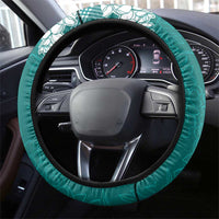Hawaii Aloha Plumeria Lei Teal Palaka Steering Wheel Cover LT7 - Polynesian Pride
