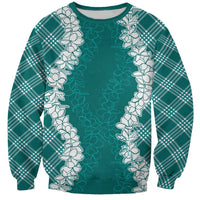 Hawaii Aloha Plumeria Lei Teal Palaka Sweatshirt LT7 Unisex Teal - Polynesian Pride