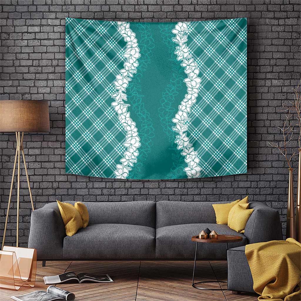 Hawaii Aloha Plumeria Lei Teal Palaka Tapestry LT7 Teal - Polynesian Pride