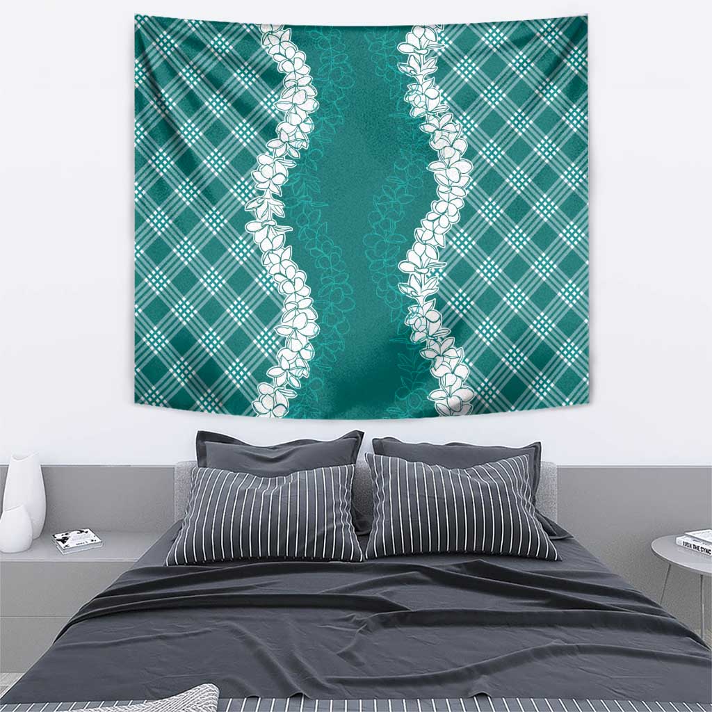 Hawaii Aloha Plumeria Lei Teal Palaka Tapestry LT7 - Polynesian Pride