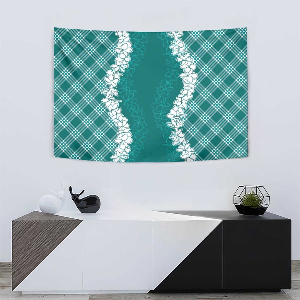 Hawaii Aloha Plumeria Lei Teal Palaka Tapestry LT7 - Polynesian Pride