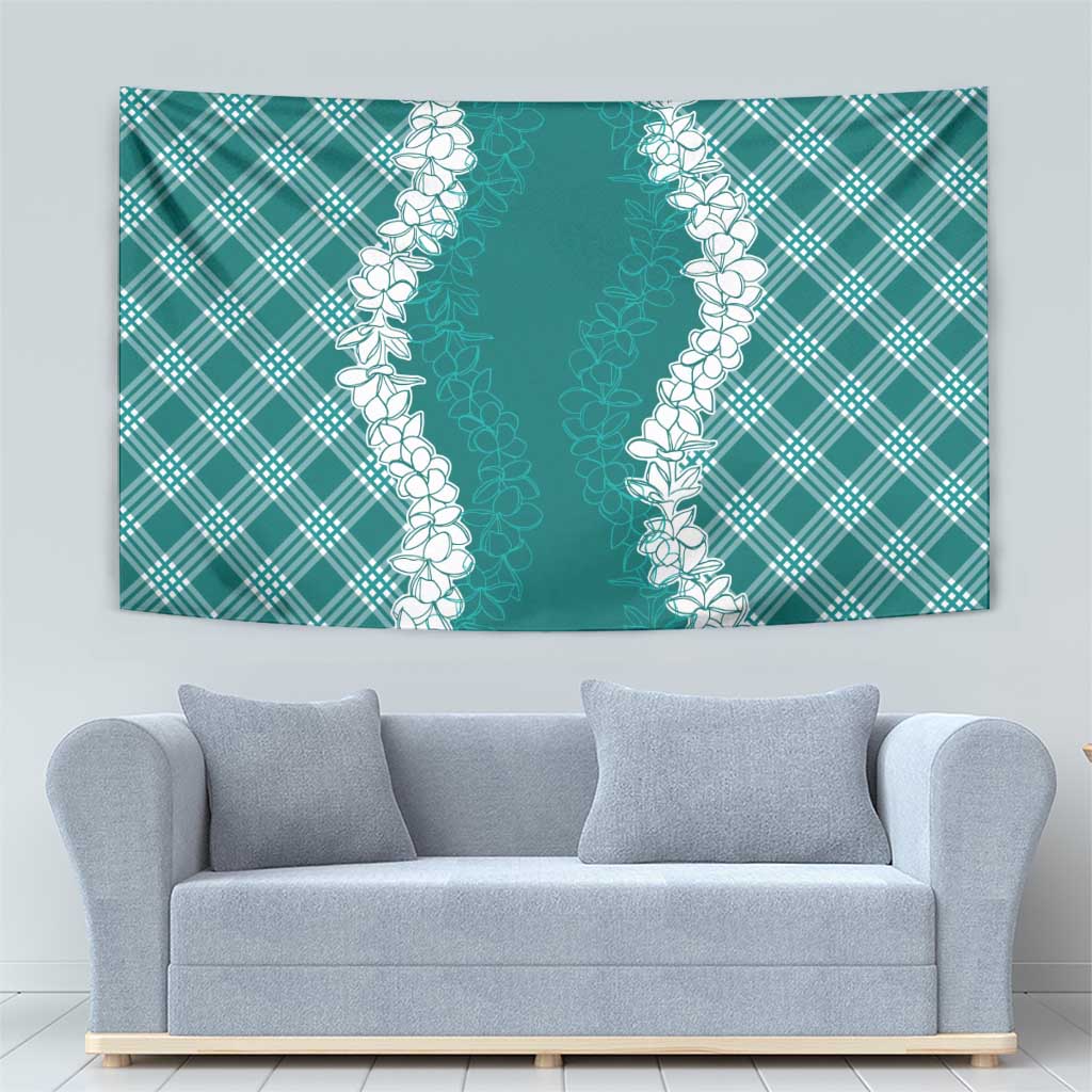 Hawaii Aloha Plumeria Lei Teal Palaka Tapestry LT7 - Polynesian Pride
