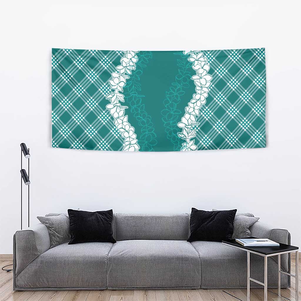 Hawaii Aloha Plumeria Lei Teal Palaka Tapestry LT7 - Polynesian Pride