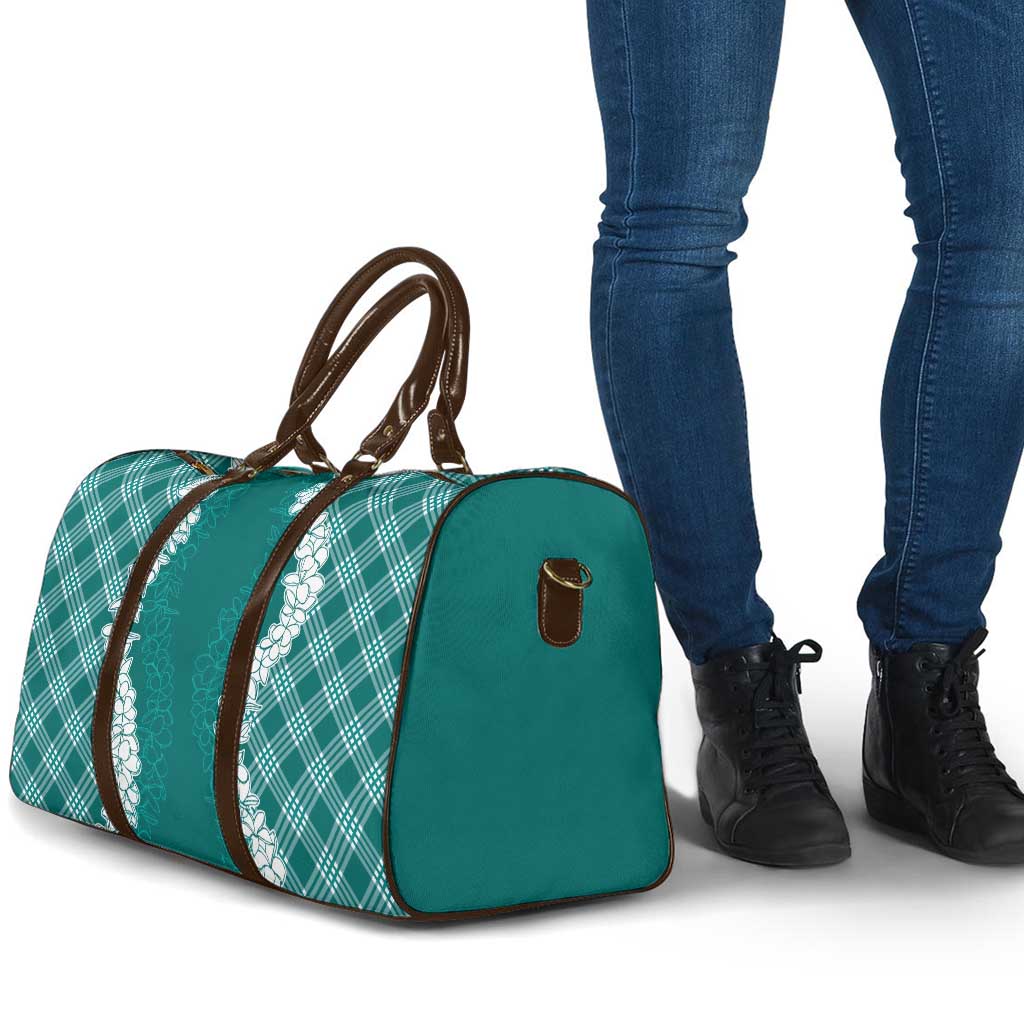 Hawaii Aloha Plumeria Lei Teal Palaka Travel Bag LT7 - Polynesian Pride