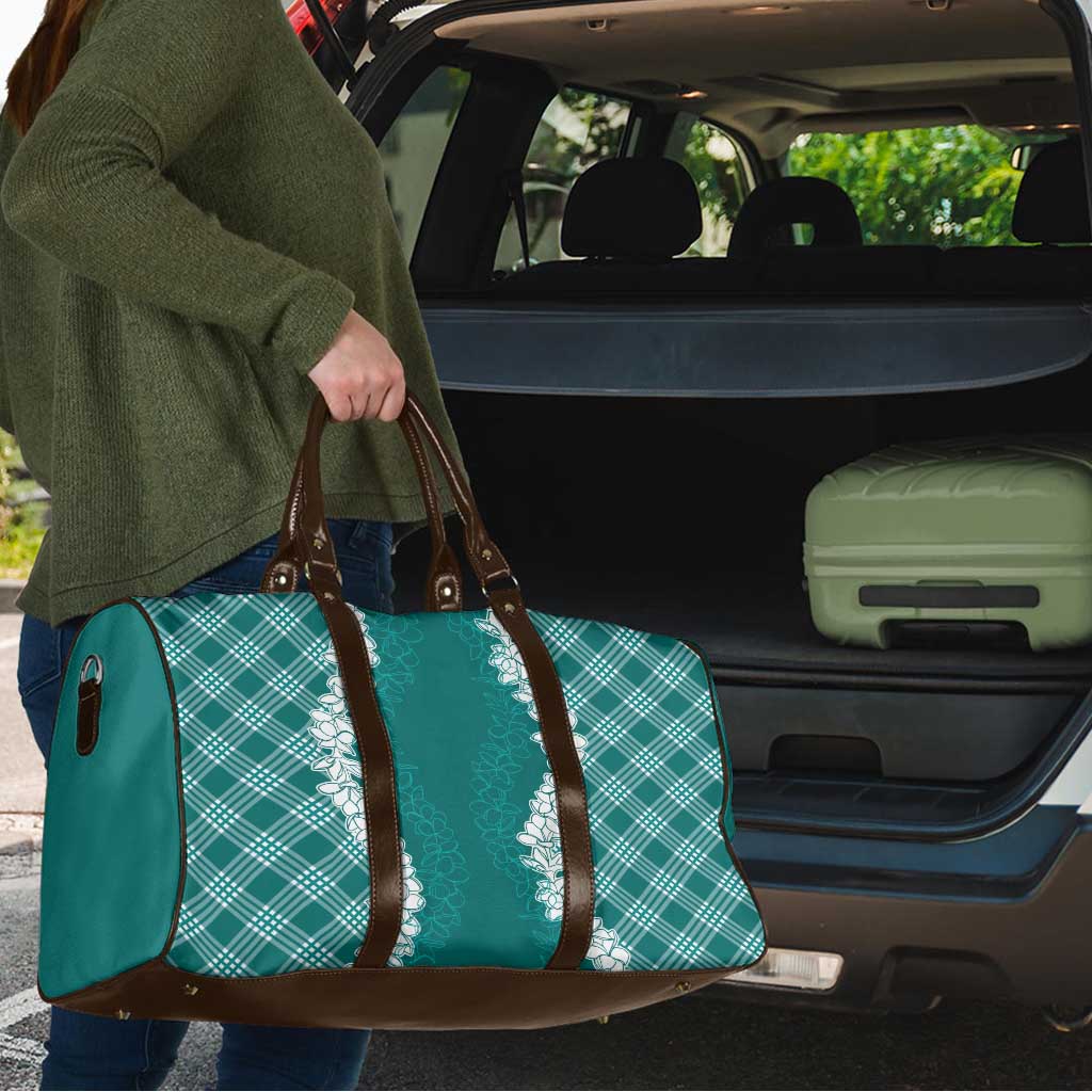Hawaii Aloha Plumeria Lei Teal Palaka Travel Bag LT7 - Polynesian Pride