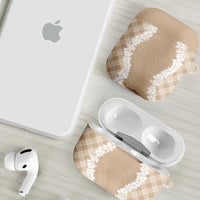 Hawaii Aloha Plumeria Lei Beige Palaka AirPods Case LT7 - Polynesian Pride