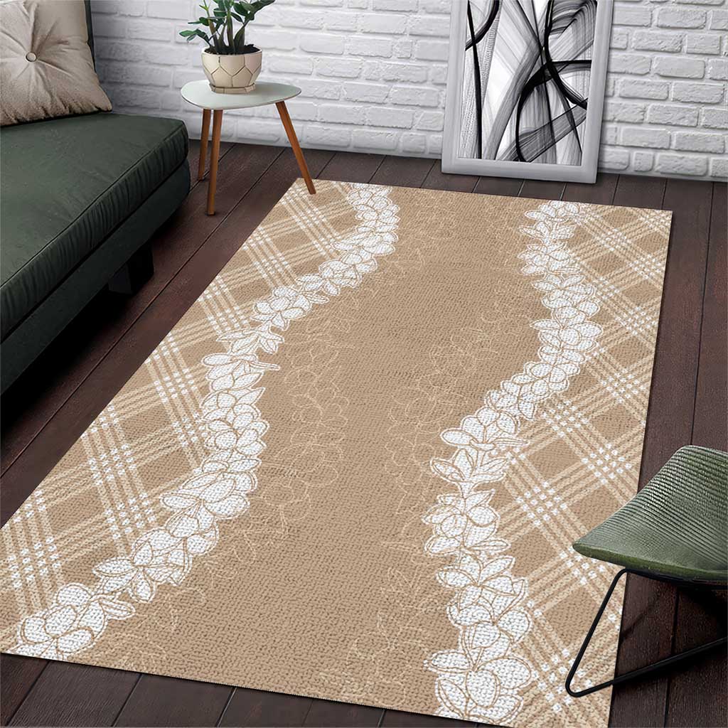 Hawaii Aloha Plumeria Lei Beige Palaka Area Rug LT7 Beige - Polynesian Pride