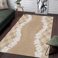 Hawaii Aloha Plumeria Lei Beige Palaka Area Rug LT7 Beige - Polynesian Pride