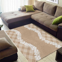 Hawaii Aloha Plumeria Lei Beige Palaka Area Rug LT7 - Polynesian Pride