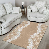 Hawaii Aloha Plumeria Lei Beige Palaka Area Rug LT7 - Polynesian Pride