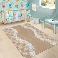 Hawaii Aloha Plumeria Lei Beige Palaka Area Rug LT7 - Polynesian Pride