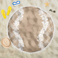 Hawaii Aloha Plumeria Lei Beige Palaka Beach Blanket LT7 One Size 150cm Beige - Polynesian Pride