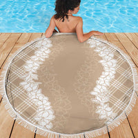 Hawaii Aloha Plumeria Lei Beige Palaka Beach Blanket LT7 - Polynesian Pride