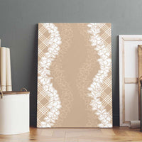 Hawaii Aloha Plumeria Lei Beige Palaka Canvas Wall Art LT7 - Polynesian Pride