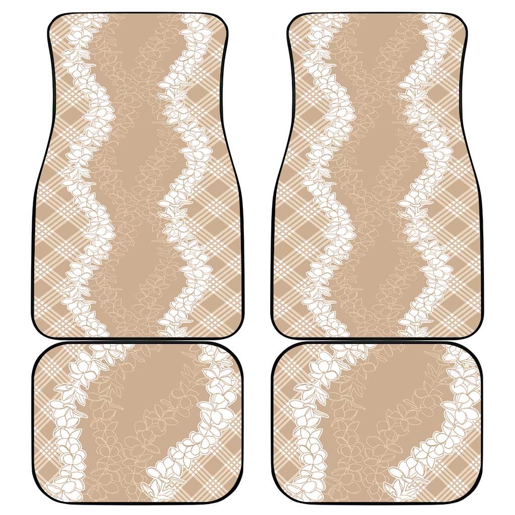 Hawaii Aloha Plumeria Lei Beige Palaka Car Mats LT7 - Polynesian Pride