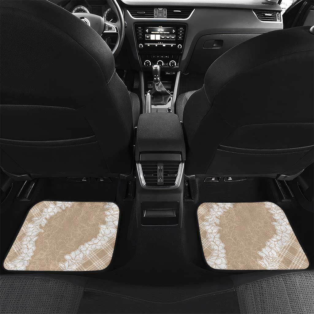 Hawaii Aloha Plumeria Lei Beige Palaka Car Mats LT7 Set 2pcs - Back Beige - Polynesian Pride