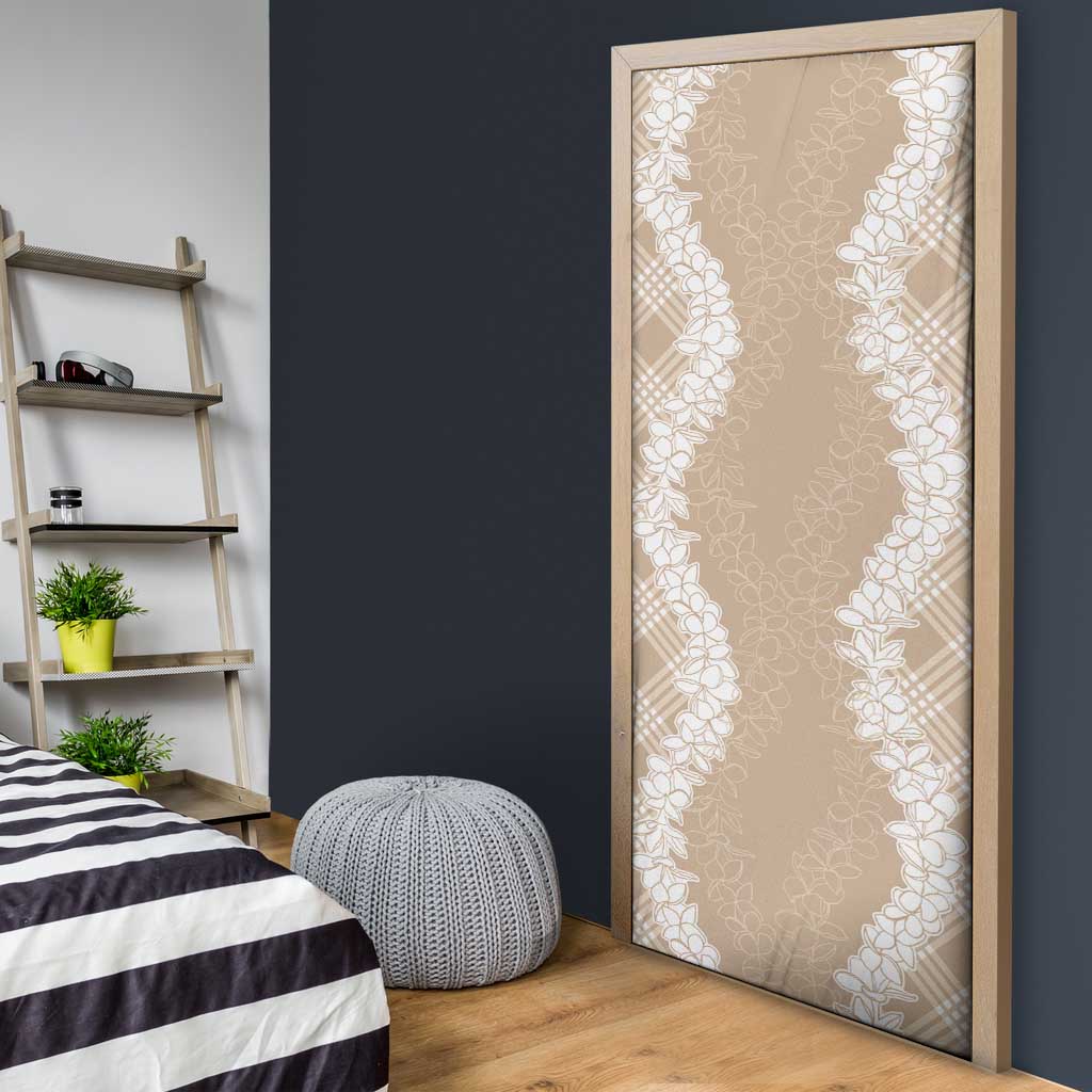 Hawaii Aloha Plumeria Lei Beige Palaka Door Cover LT7 - Polynesian Pride