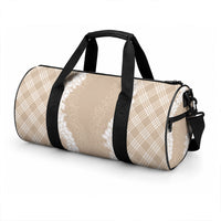 Hawaii Aloha Plumeria Lei Beige Palaka Duffle Bag
