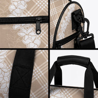 Hawaii Aloha Plumeria Lei Beige Palaka Duffle Bag