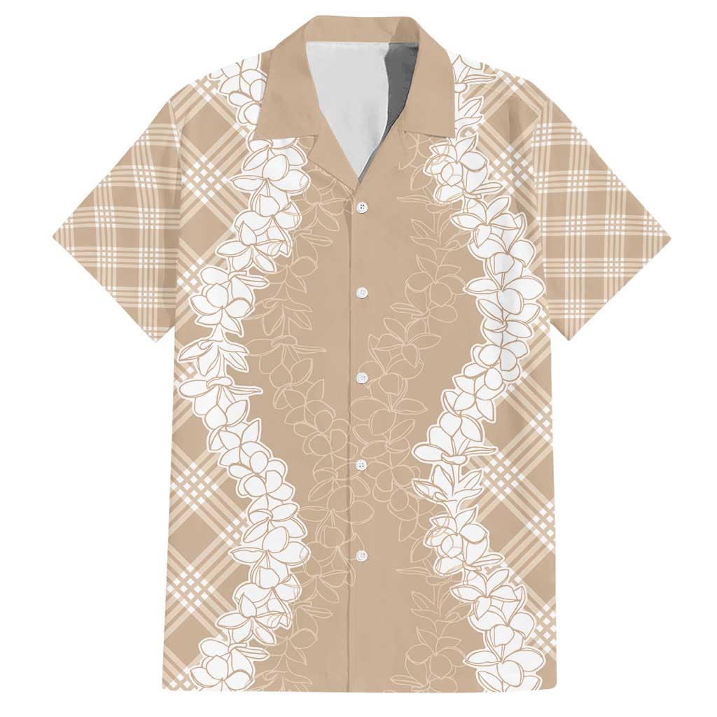 Hawaii Aloha Plumeria Lei Beige Palaka Hawaiian Shirt LT7 Beige - Polynesian Pride
