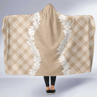 Hawaii Aloha Plumeria Lei Beige Palaka Hooded Blanket LT7 One Size Beige - Polynesian Pride