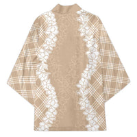 Hawaii Aloha Plumeria Lei Beige Palaka Kimono LT7 - Polynesian Pride