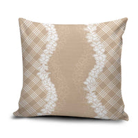 Hawaii Aloha Plumeria Lei Beige Palaka Pillow Cover LT7 Beige - Polynesian Pride