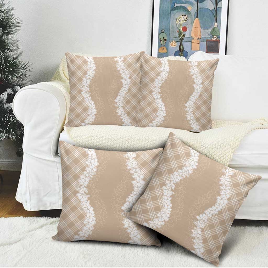 Hawaii Aloha Plumeria Lei Beige Palaka Pillow Cover LT7 - Polynesian Pride