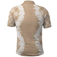 Hawaii Aloha Plumeria Lei Beige Palaka Polo Shirt LT7 - Polynesian Pride